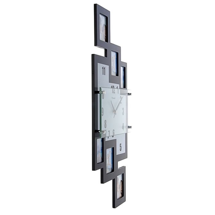 Часы настенные "Геометрия", чёрные + 6 фоторамок от 10 × 10 см