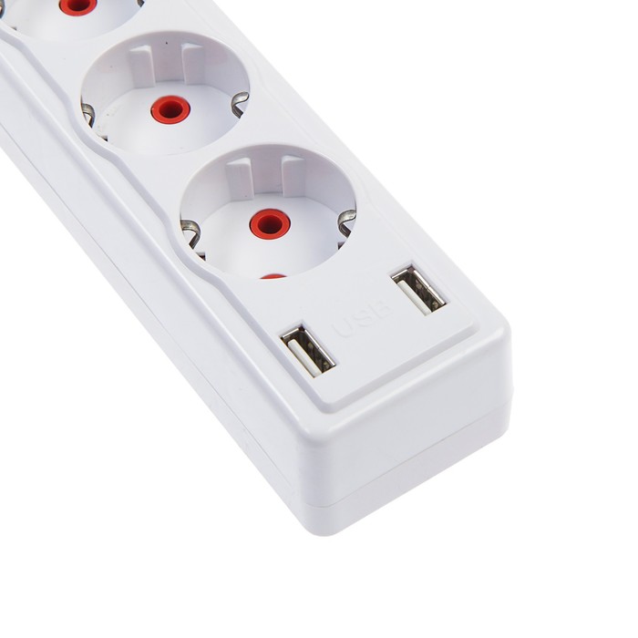 Купить Удлинитель Luazon, трёхместный, с выключателем, 2 м, 2200 Вт, 2 х USB, 220 В, белый Удлинитель Luazon, трёхместный, с выключателем, 2 м, 2200 Вт, 2 х USB, 220 В, белый
