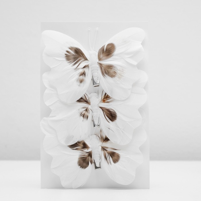 Бабочка для декора и флористики, на прищепке, МИКС, пластиковая, 1шт., 12 х 12 см