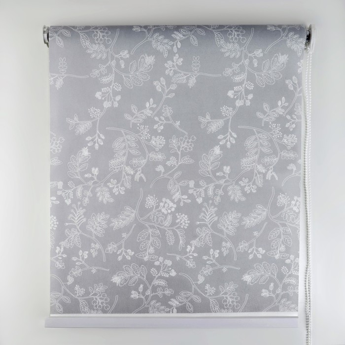 фото Штора рулонная «цветенье», 90×200 см (с учётом креплений 3,5 см), цвет серый