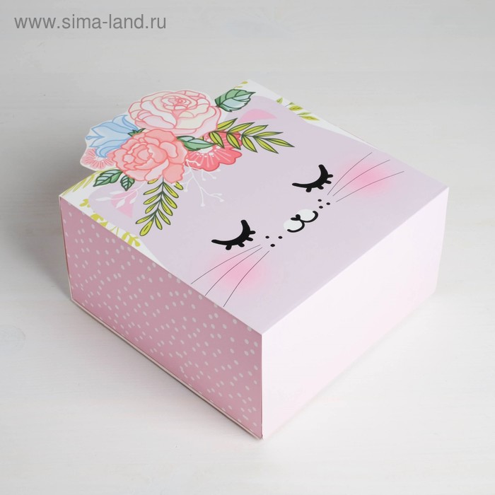 Коробка подарочная складная, упаковка, «Кошечка», 15 х 15 х 8 см коробка складная принцесса 15 х 15 х 8 см