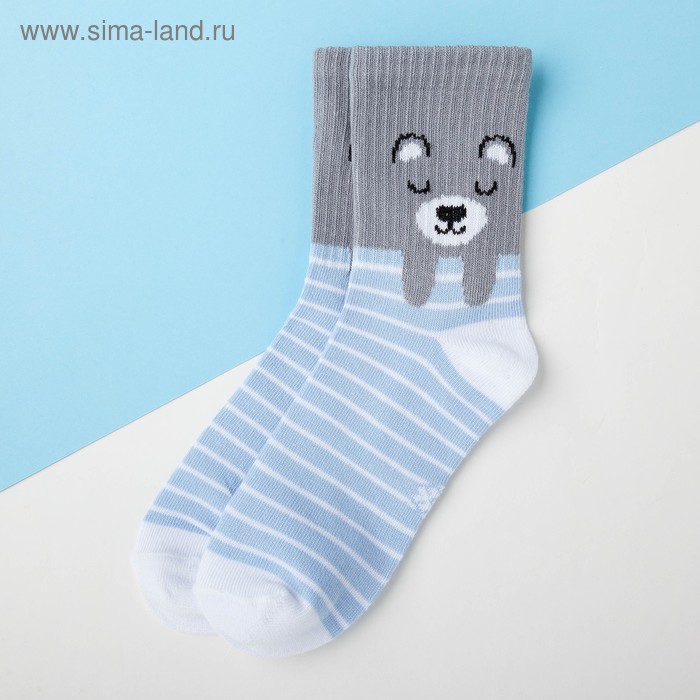 Носки детские KAFTAN «Мишка», размер 16-18, цвет голубой носки kaftan размер 16 18 голубой