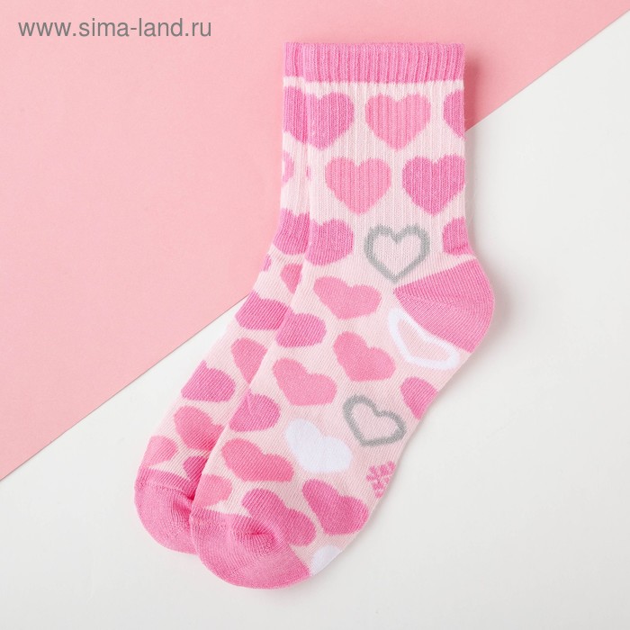 Носки детские KAFTAN «Сердечки», размер 14-16, цвет розовый носки детские kaftan зайка размер 14 16 цвет розовый