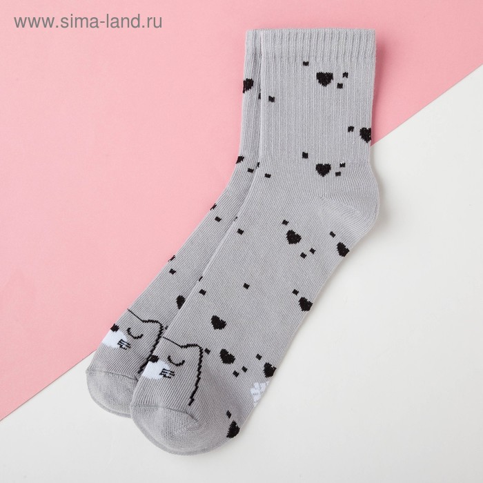 Носки детские KAFTAN «Кошка», размер 14-16, цвет серый носки детские kaftan кошка размер 14 16 цвет серый