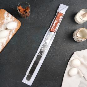 Нож для бисквита мелкие зубцы, рабочая поверхность 30 см, деревянная ручка от Сима-ленд