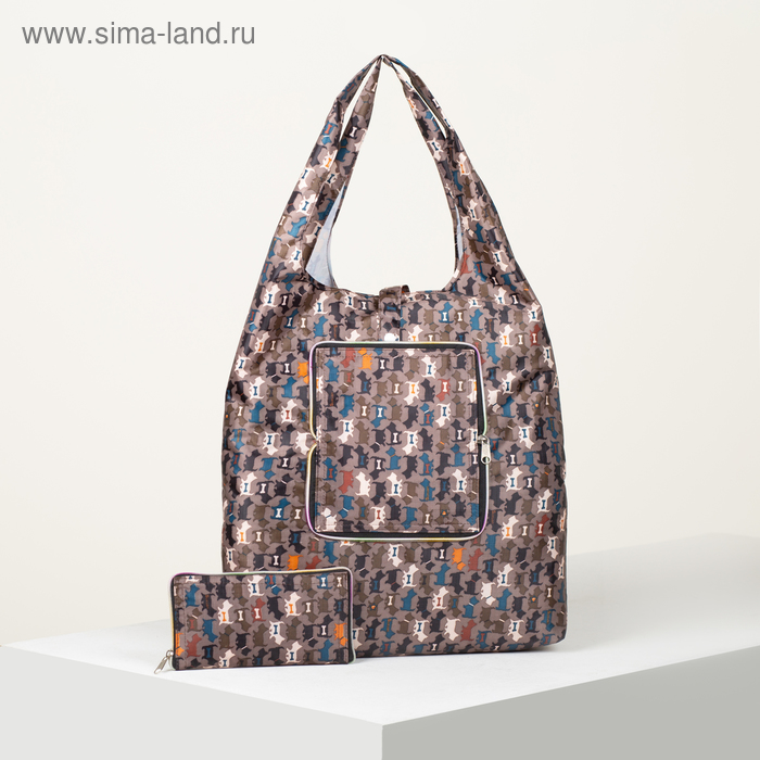 фото Сумка хозяйственная, складная в кошелёк, отдел на кнопке, цвет серый