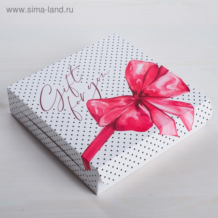 Коробка кондитерская, упаковка, Gift for you, 14 х 14 х 3,5 см