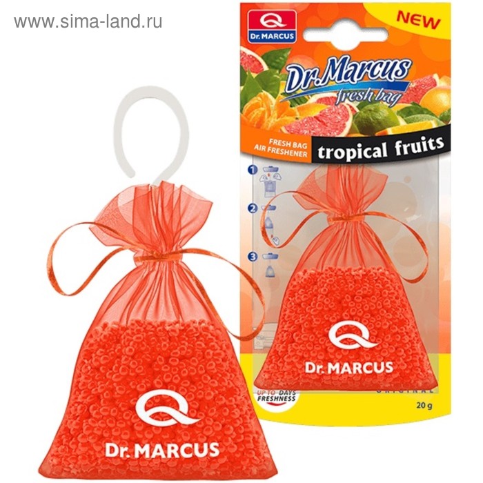 Ароматизатор Dr.Marcus Fresh bag Тропические фрукты, подвесной, на зеркало, 20 г ароматизатор dr marcus fresh bag лимон подвесной на зеркало 20 г