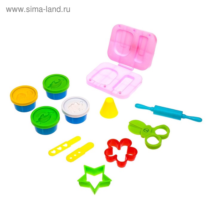 Набор для игры с пластилином «Лавка мороженого», 4 баночки пластилина, в пакете набор для игры с пластилином пиццерия 4 баночки с пластилином