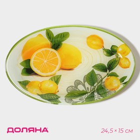 Блюдо стеклянное сервировочное овальное Доляна «Дольче», 24,5×15×2 см