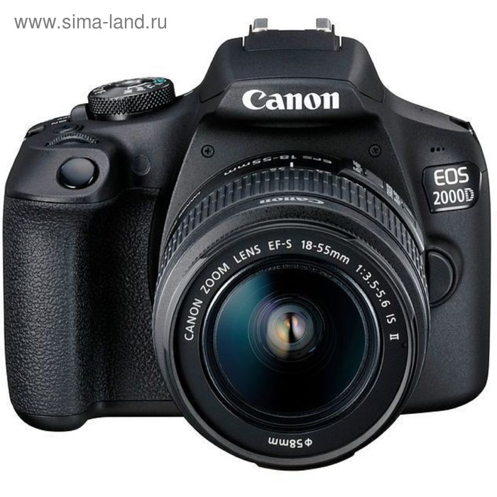 фото Зеркальный фотоаппарат canon eos 2000d, 24.1мп, 1080p, 18-55мм, 3", sdxc, li-ion, черный
