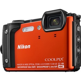 

Фотоаппарат Nikon CoolPix W300, 16мп, 4K, 3", 99Мб, SDXC, SD, SDHC, CMOS, WiFi, GPS, оранж