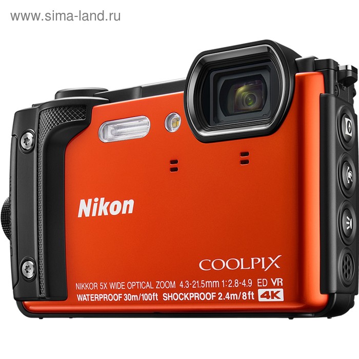 фото Фотоаппарат nikon coolpix w300, 16мп, 4k, 3", 99мб, sdxc, sd, sdhc, cmos, wifi, gps, оранж