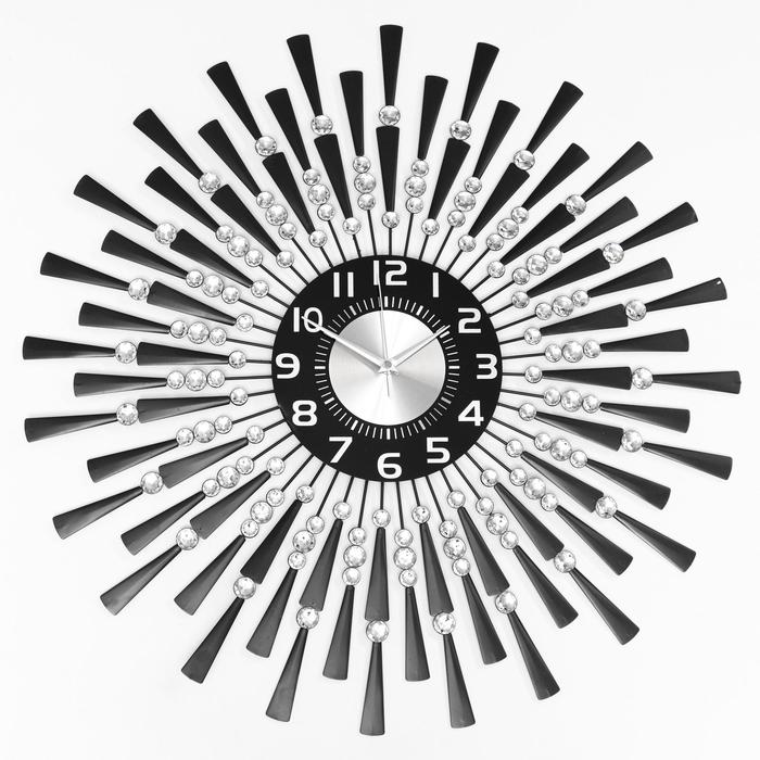 Часы настенные, серия: Ажур, Чёрные лучики, плавный ход, d-69 см, циферблат 22 см часы настенные серия ажур атезино плавный ход d 69 см циферблат 22 см