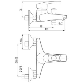 

Смеситель для ванны DEVIDA LURO DVL0124-01, однорычажный, литой излив, хром