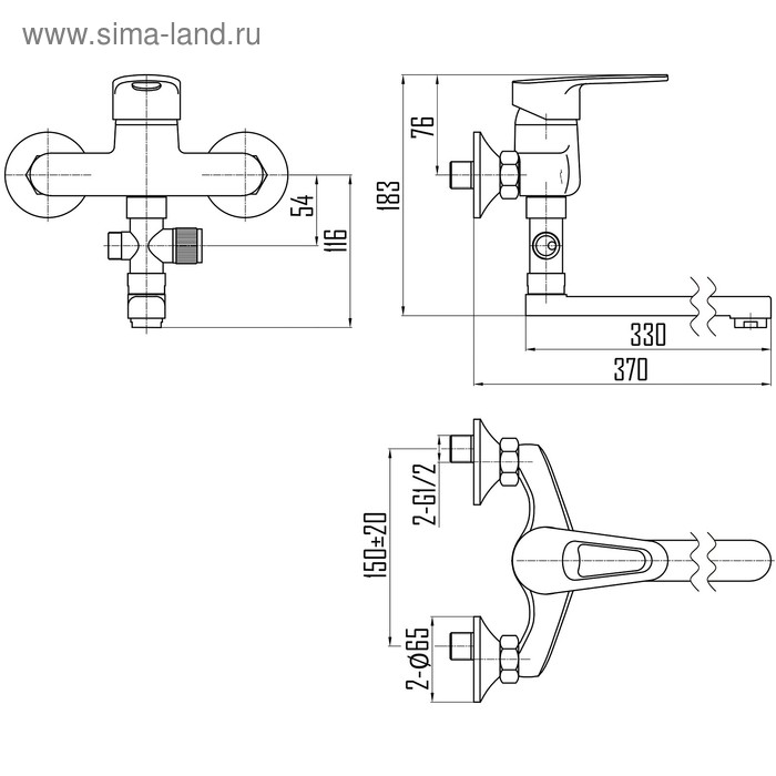 

Смеситель для ванны DEVIDA ERSA DVL0323-02, однорычажный, поворотный излив, хром