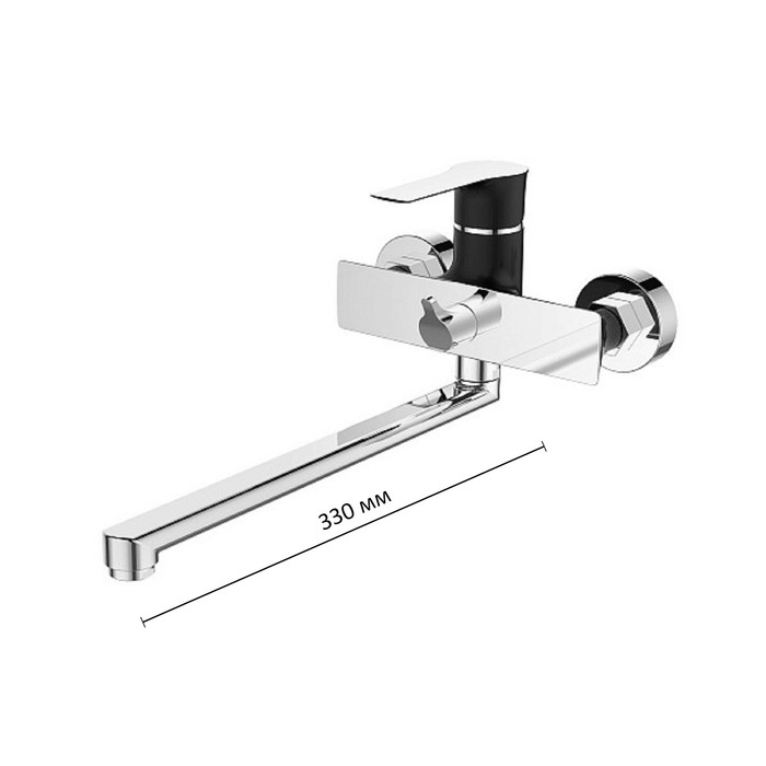 Смеситель для ванны DEVIDA ZUTTO-NERO DVS1223-14N, однорычажный, поворотный излив, черный