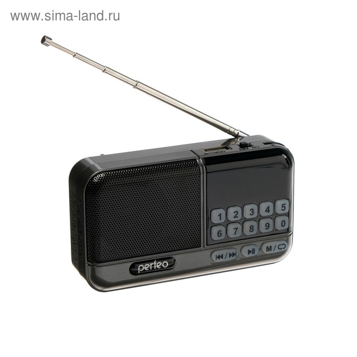 Радиоприемник Perfeo ASPEN, FM+ 87.5-108 МГц, MP3, USB, microSD, Li-ion 1200 мАч, серый