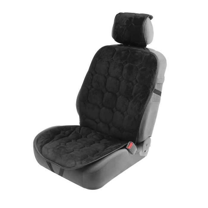 фото Накидка на переднее сиденье автомобиля 140х50 см, искусственный мех, черный