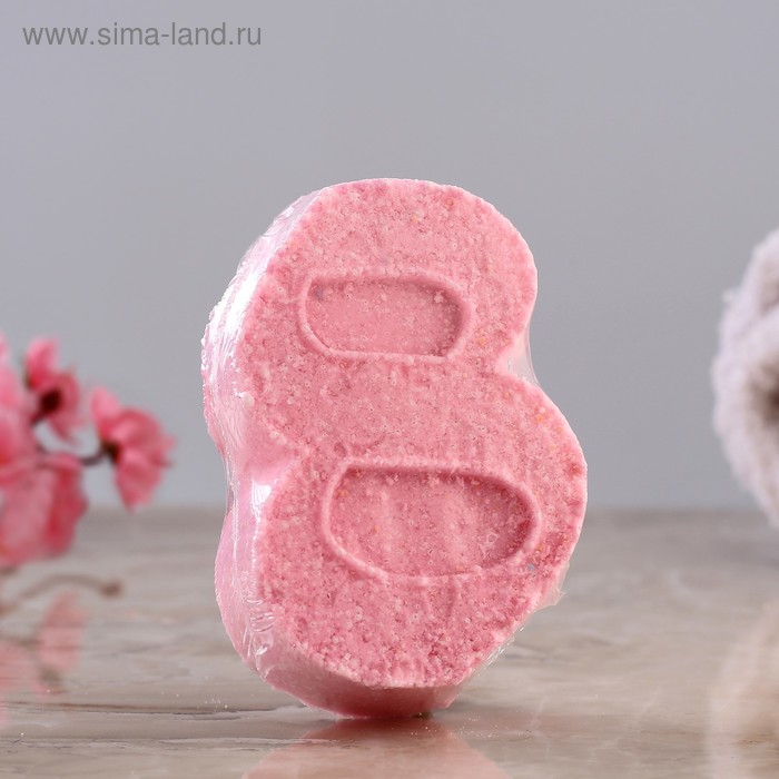 Шипучая бомбочка С 8 марта с ароматом миндаля, розовая
