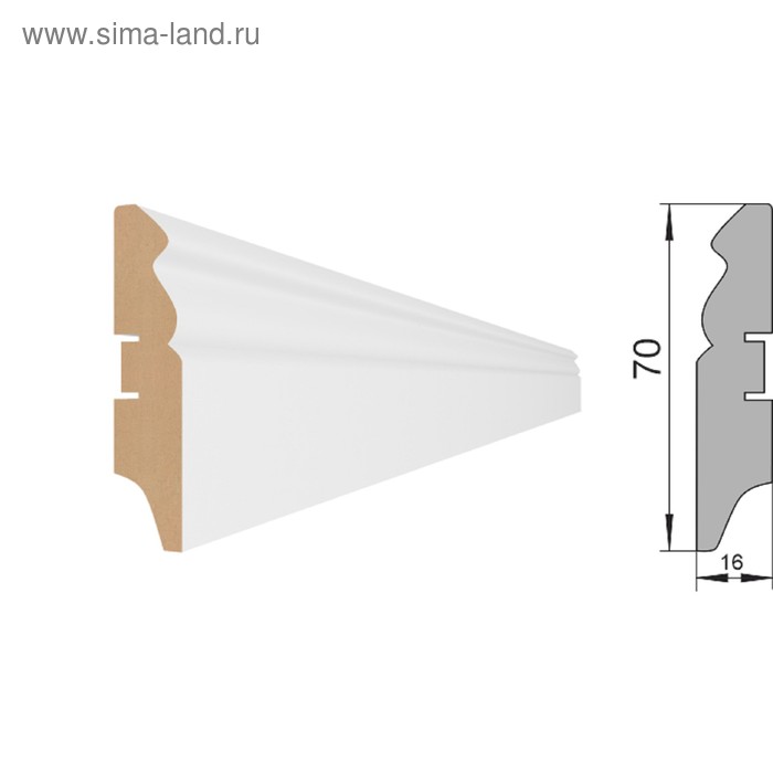 

Напольный плинтус МДФ 70E 2000х70х16 Белый