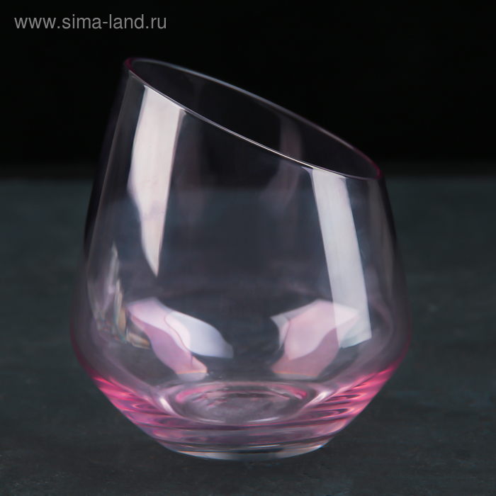 бокал для виски иллюзия 400 мл Стакан стеклянный для виски «Иллюзия», 400 мл, цвет розовый