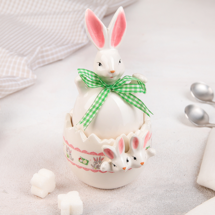 Сахарница керамическая «Пасхальный кролик», 10×8,5×17 см