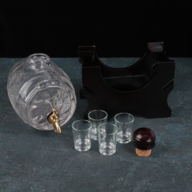 

Набор питьевой «Бочонок», 5 предметов: бочонок 1 л, 4 стопки 30 мл, на деревянной подставке