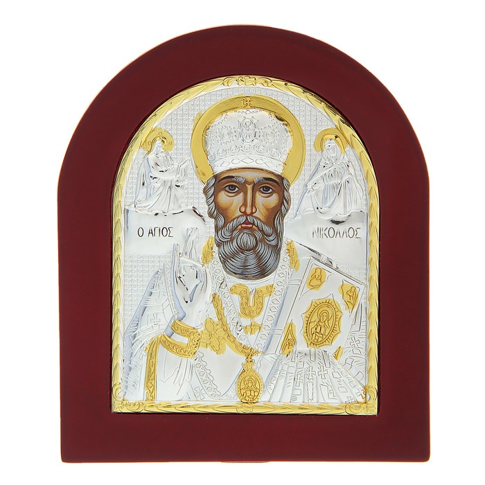 Икона "Николай Чудотворец" на дереве, на подставке