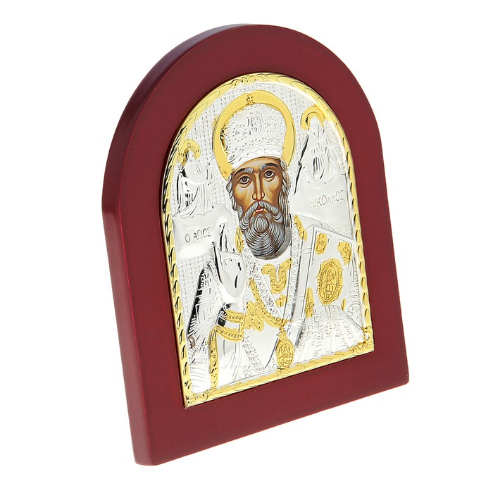 Икона "Николай Чудотворец" на дереве, на подставке