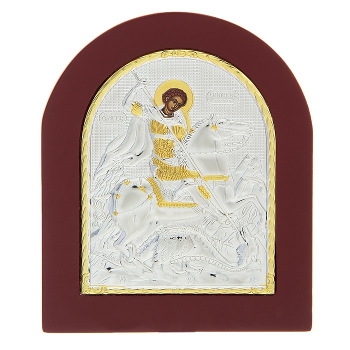 Икона "Георгий Победоносец" на дереве, на подставке