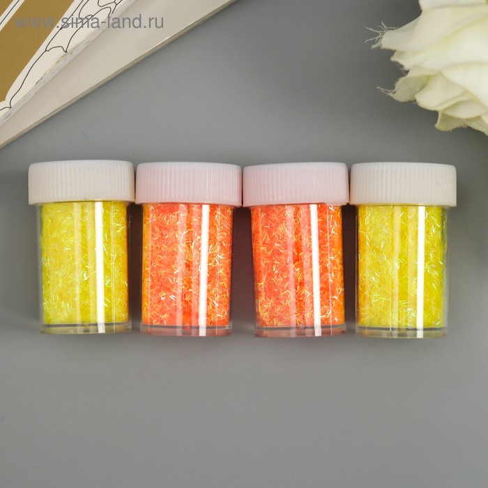 фото Глиттер в баночке с дозатором "стружка жёлтый и оранж" набор 4 шт 1б=8гр 2,8х10,7х5,2 см арт узор