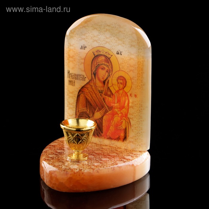

Икона «Божией Матери Избавительница», с подсвечником, селенит