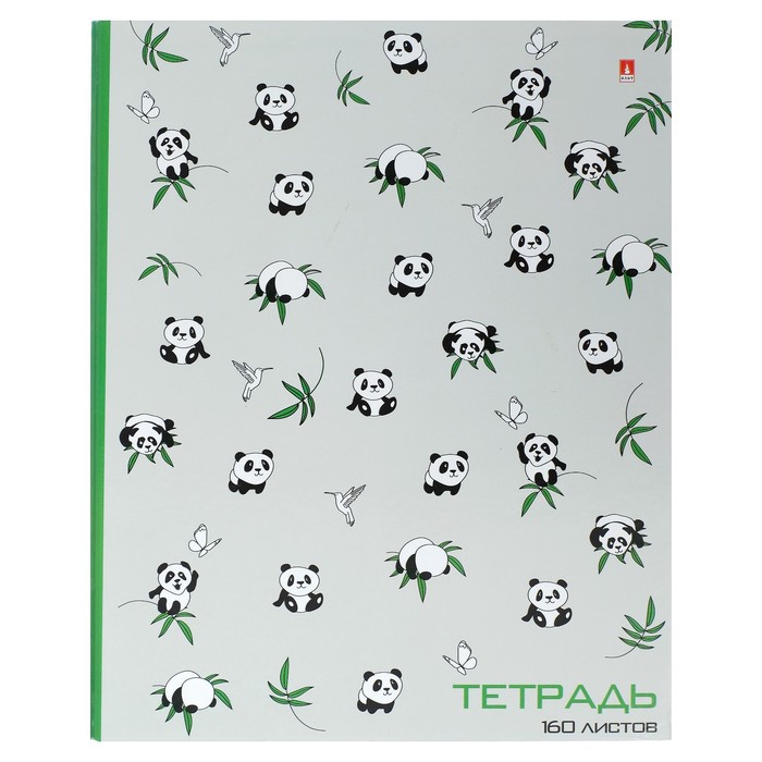 фото Тетрадь на кольцах, 160 листов в клетку «панды», твёрдая обложка, глянцевая ламинация, со сменным блоком альт