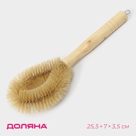 Ёршик для посуды Доляна, 23,5×7,5×3 см, овал, деревянная ручка