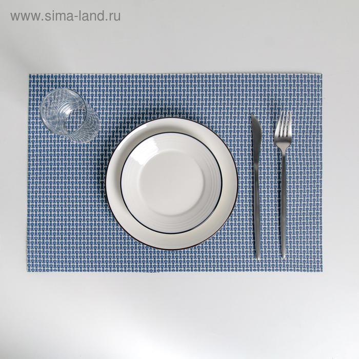 Салфетка сервировочная на стол «Плетение», 45×30 см, цвет синий