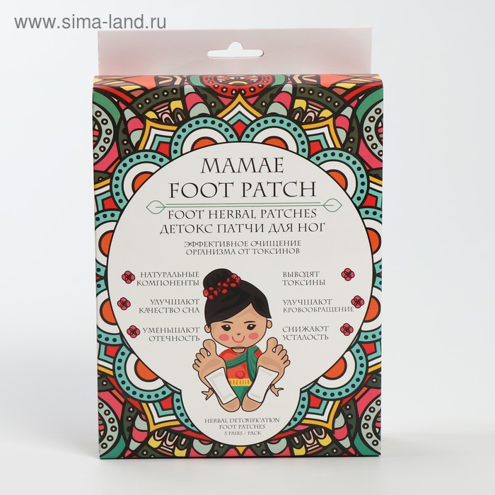 Уход за ногами  Сима-Ленд Мамаё Foot herbal patches Детокс патчи для ног 5 пар