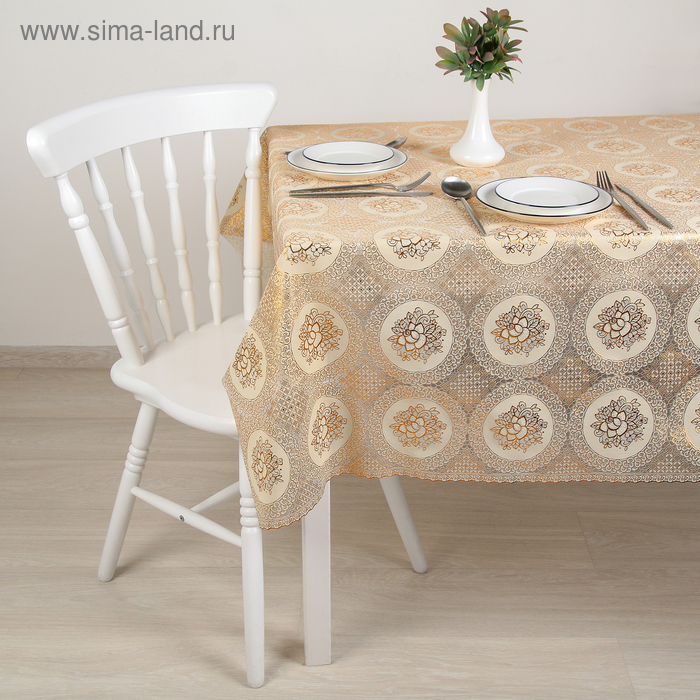 

Клеёнка ажурная Lace «Букет», ширина 137 см, рулон 20 метров, цвет золотой