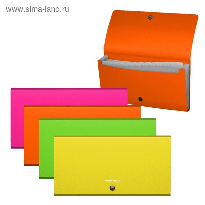 

Папка-картотека на кнопке, 12 отделов, ErichKrause. Matt Neon Check size, пластиковая, МИКС
