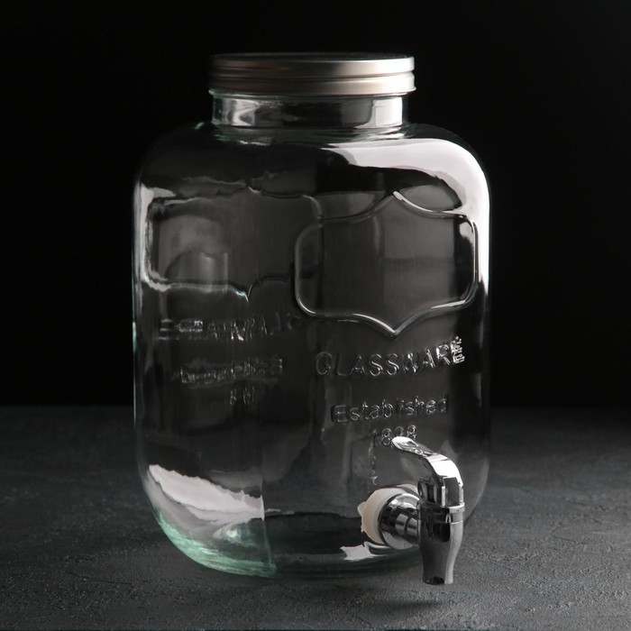 Диспенсер для напитков стеклянный «Йоркшир», 5 л, 24×18×27 см