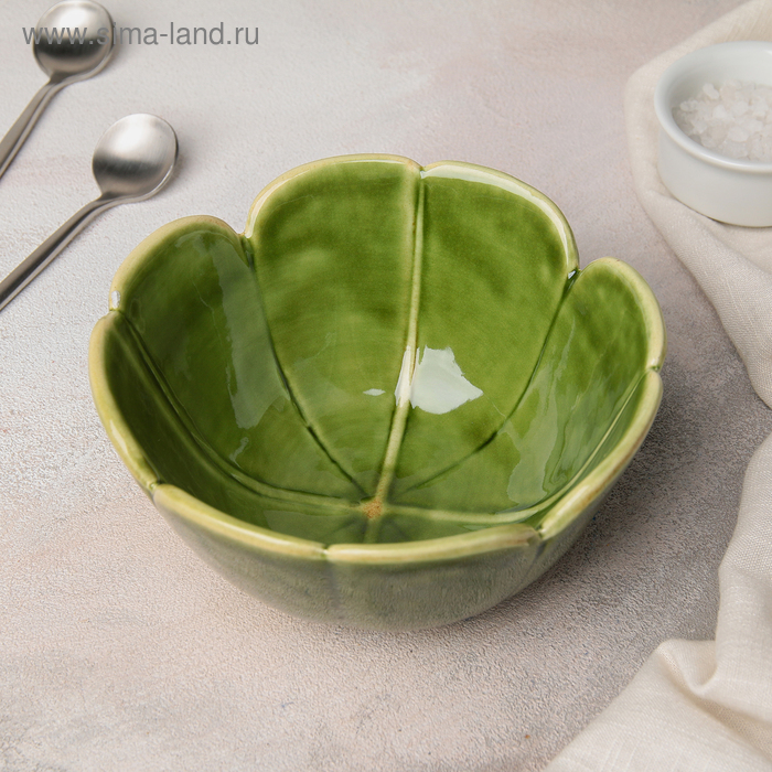 Салатник керамический «Дендрарий», d=14,5 см, цвет зелёный