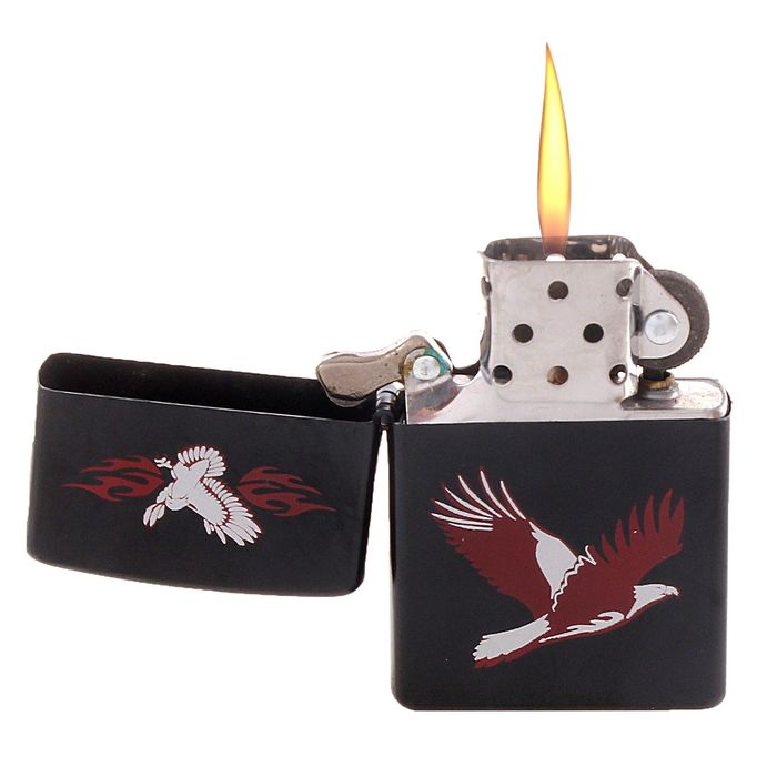 Зажигалка "Феникс" в металлической коробке, с кремнием, бензин