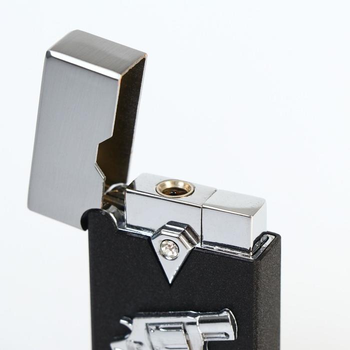 Зажигалка с подсветкой «Револьвер» в подарочной коробке, пьезо, газ