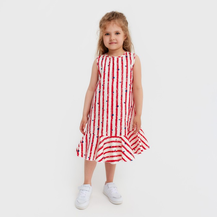 Платье для девочки KAFTAN «Полоска», размер 30 (98-104), цвет белый/красный