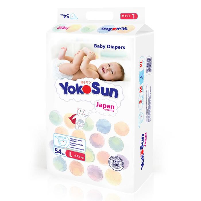 

Подгузники YokoSun на липучках L (9-13 кг), 54 шт