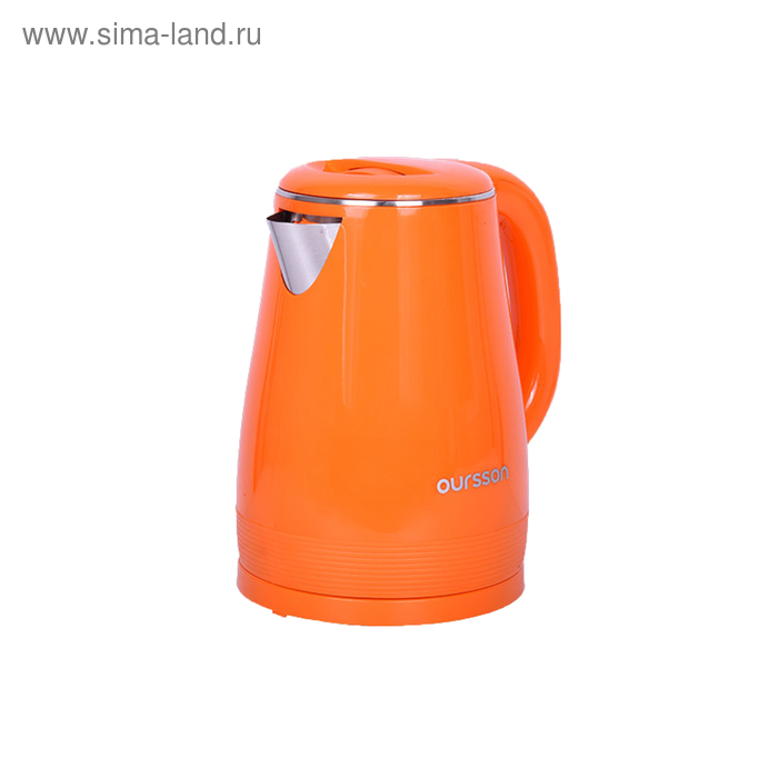 Чайник электрический Oursson EK1530W/OR, пластик, колба металл, 1.5 л, 2200 Вт, оранжевый