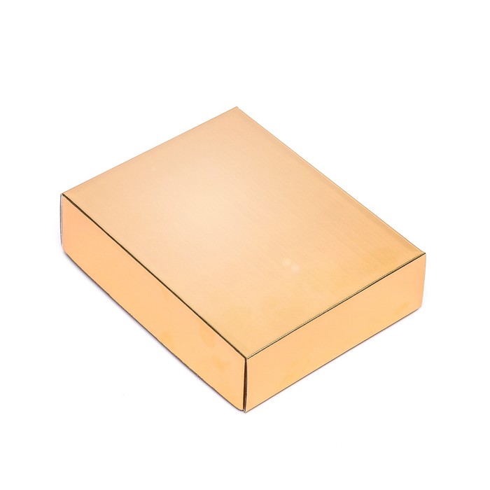 Коробка сборная, крышка-дно, золотая, 18 х 15 х 5 см