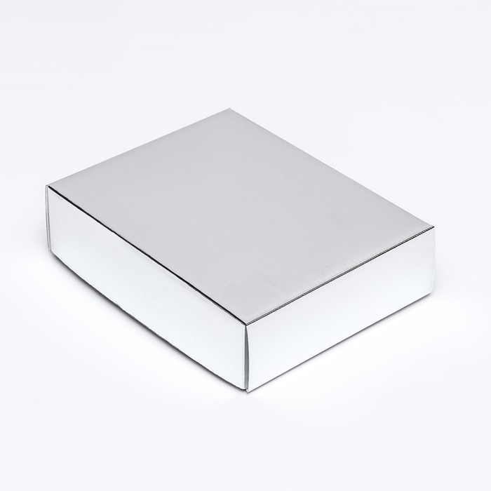 Коробка сборная, крышка-дно, серебрянная, 18 х 15 х 5 см