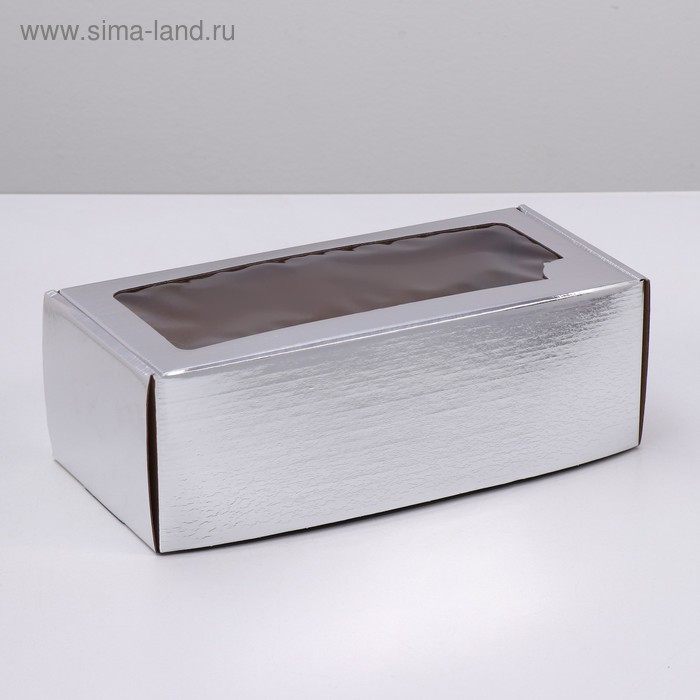 Коробка самосборная, с окном, серебряная, 16 х 35 х 12 см коробка самосборная с окном салют 16 х 35 х 12 см 1 шт