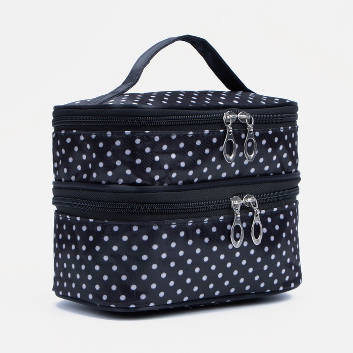 

Косметичка на молнии, с зеркалом, цвет чёрный/белый